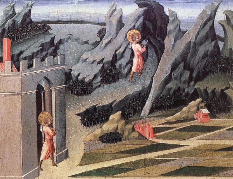 Giovanni di Paolo Johannes Doparen drar sig tillbaka till oknen France oil painting art